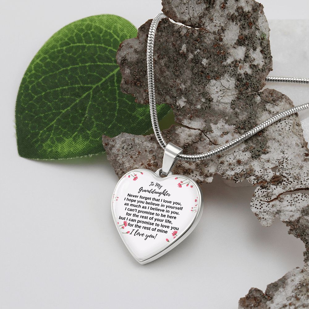 To My Granddaughter - Never forget Heart Necklace