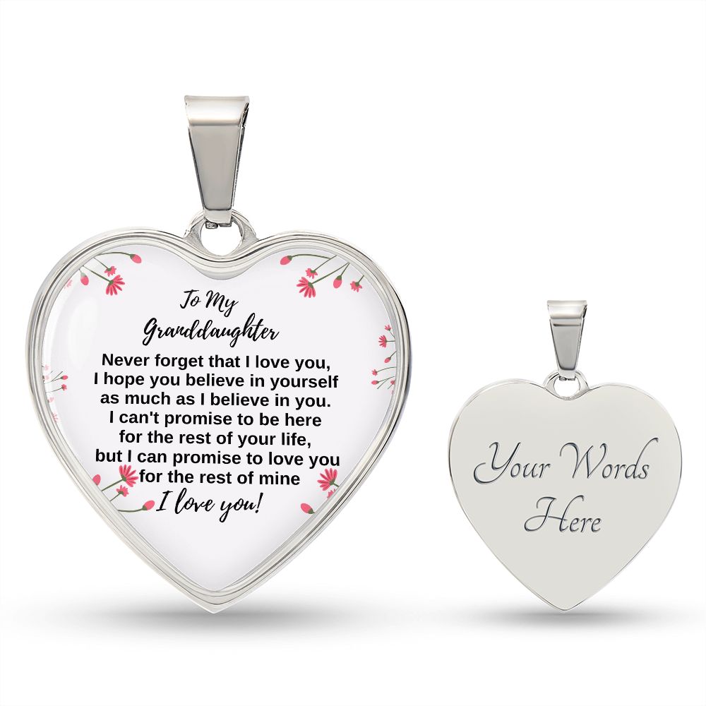 To My Granddaughter - Never forget Heart Necklace