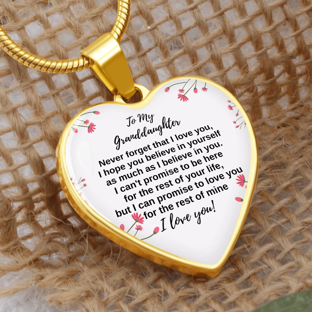 To My Granddaughter - Never forget Heart Necklace