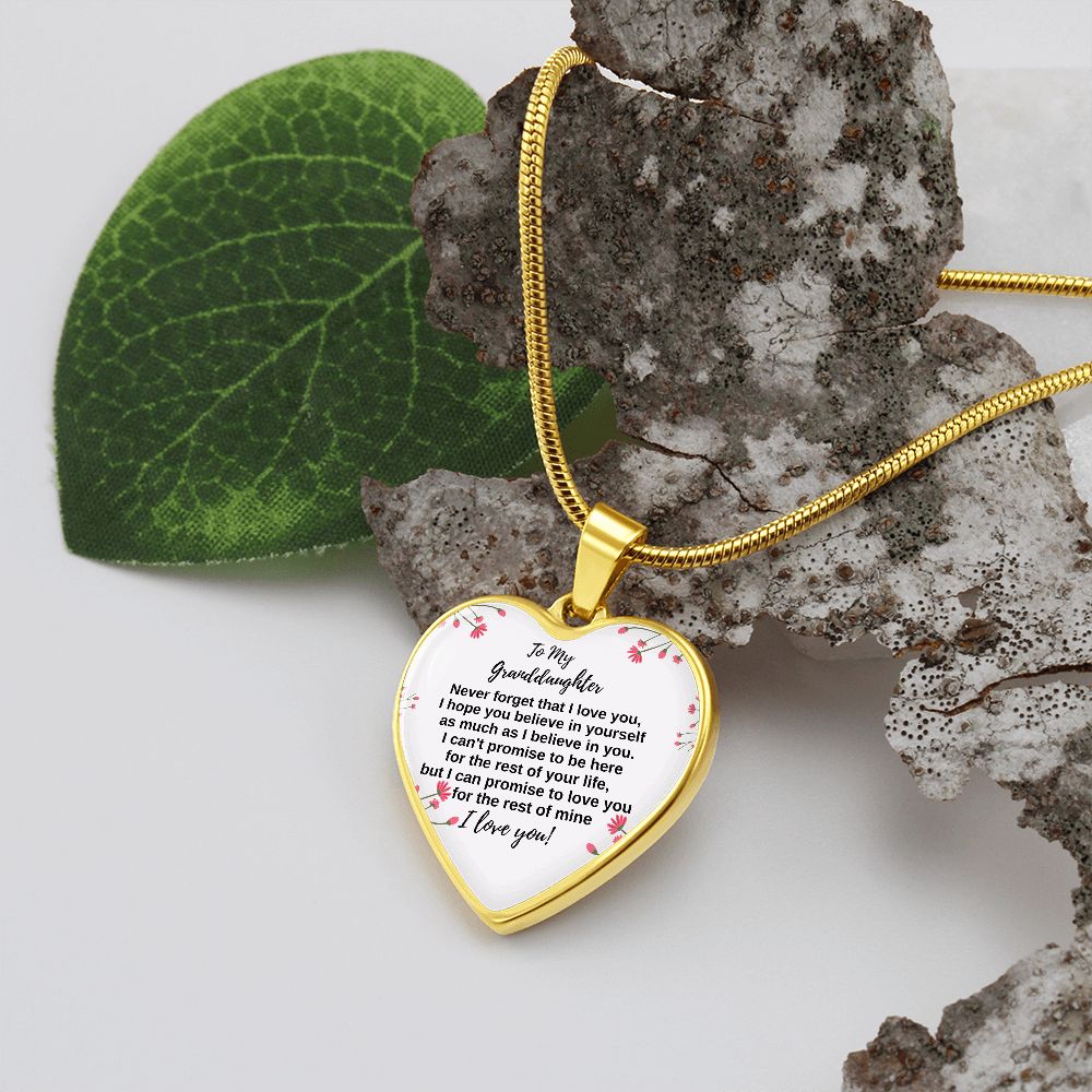 To My Granddaughter - Never forget Heart Necklace