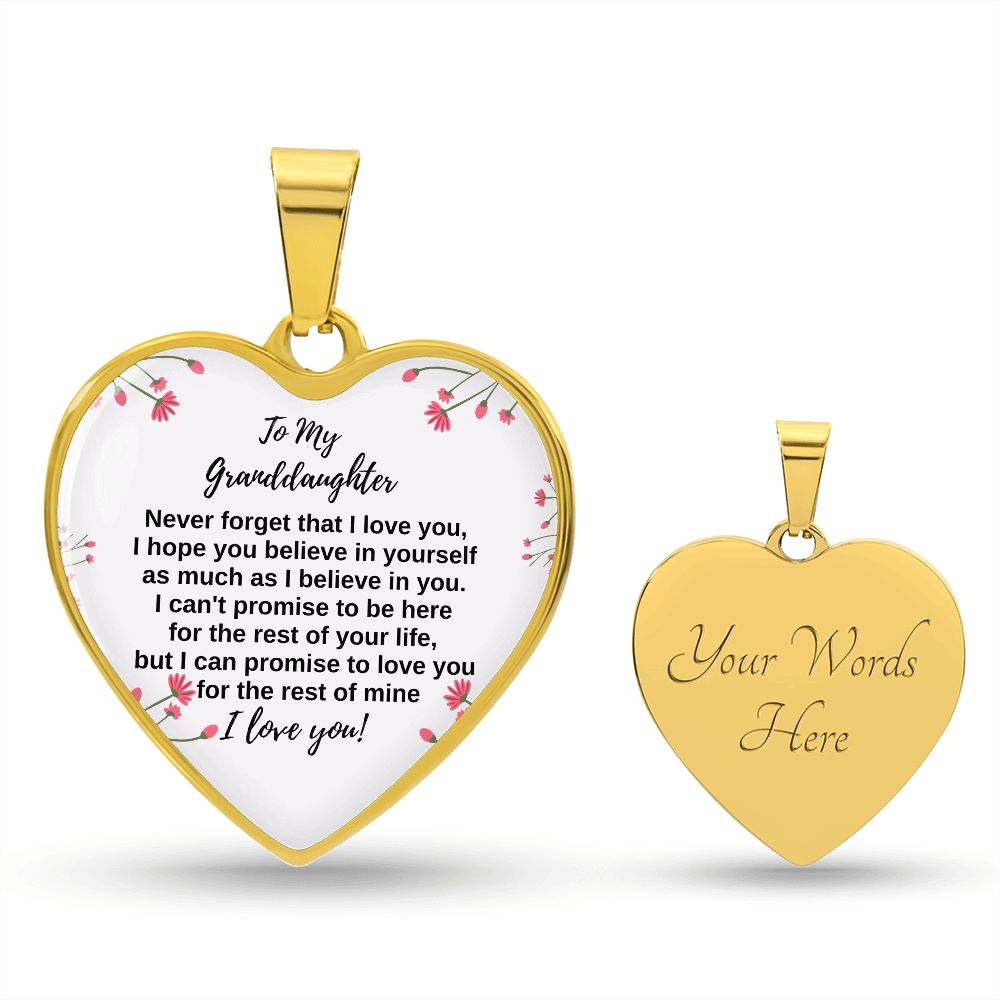 To My Granddaughter - Never forget Heart Necklace