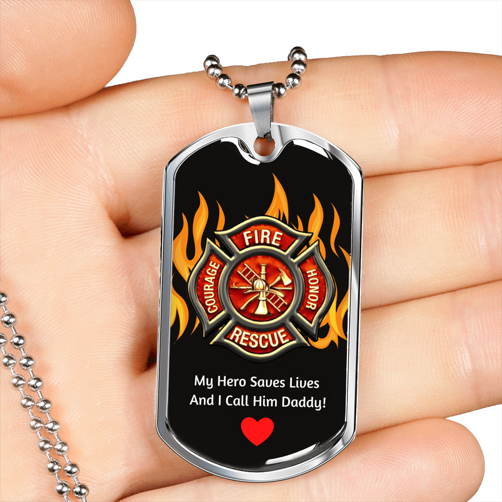 Firefighter Dog Tag Pendant For Daddy