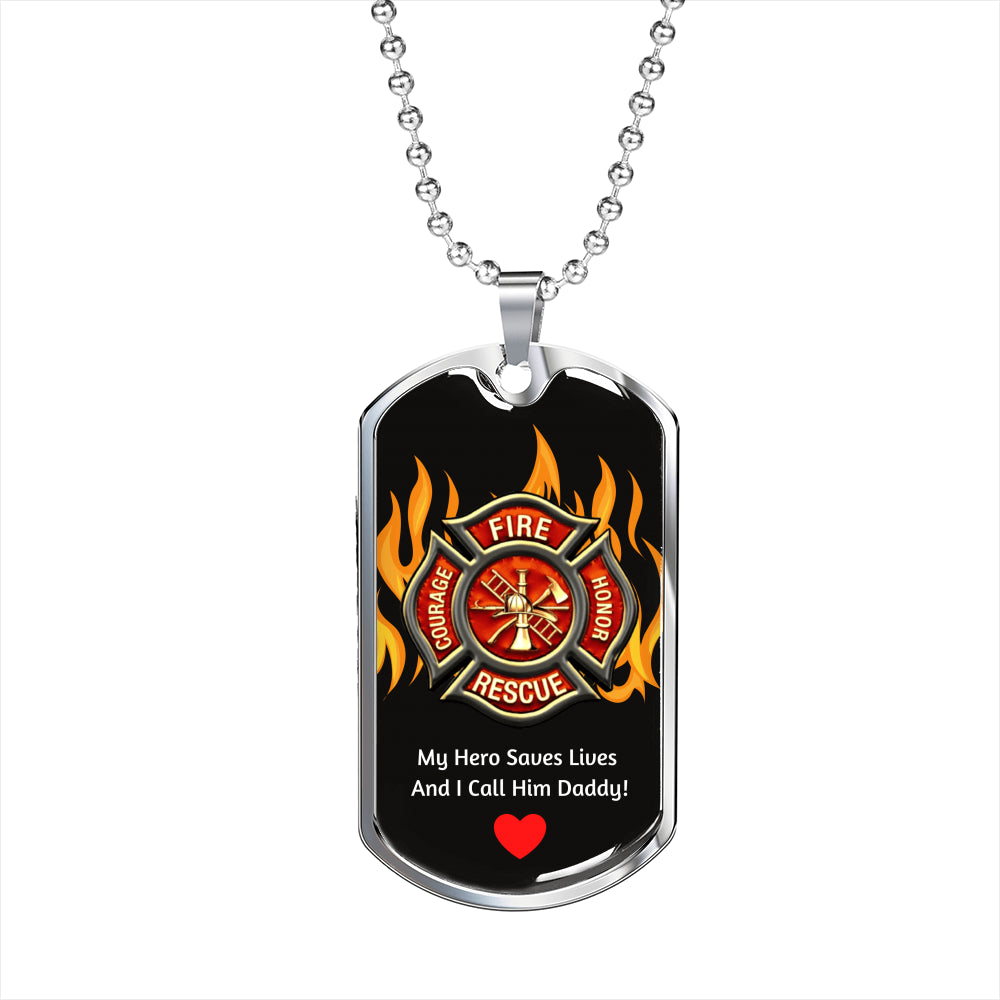 Firefighter Dog Tag Pendant For Daddy