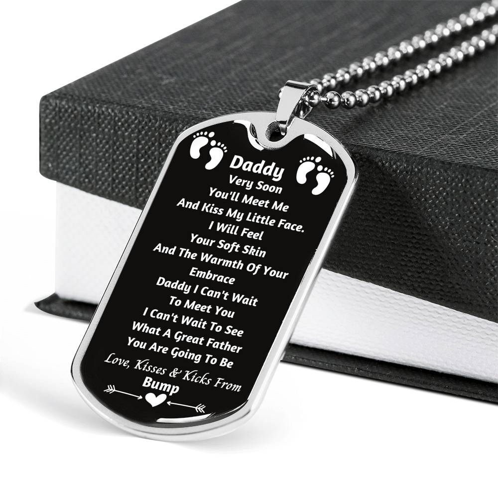 New Dad Gifts - Daddy Dog Tag Pendant - Expecting Father Gifts - Soon To Be Dad Necklace -