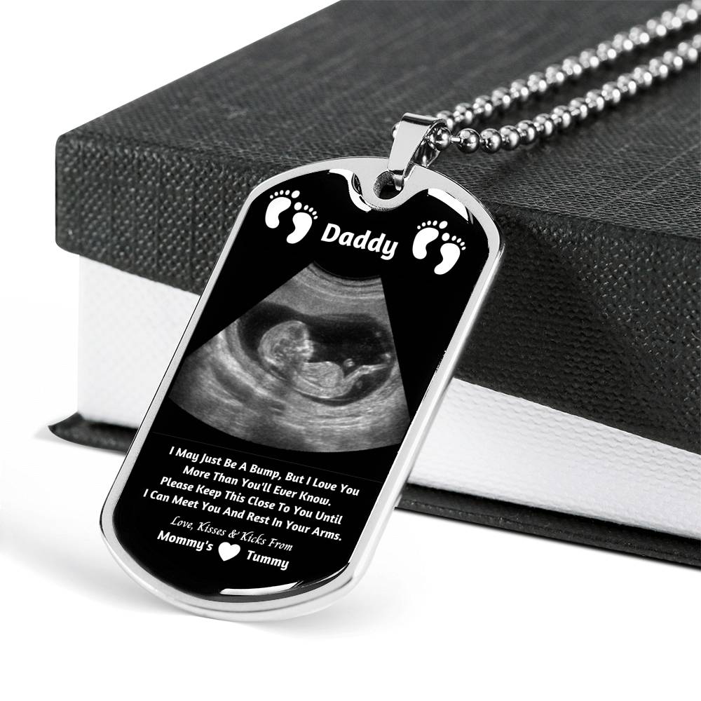 New Dad Dog Tag Pendant- From Mommy's Tummy