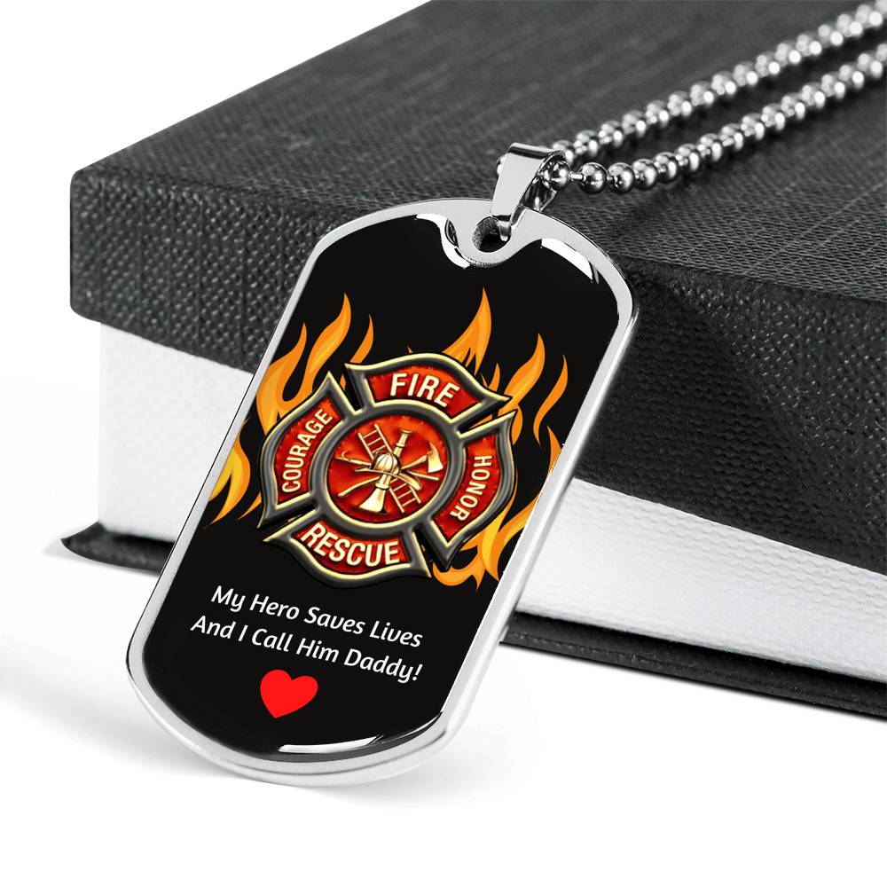 Firefighter Dog Tag Pendant For Daddy