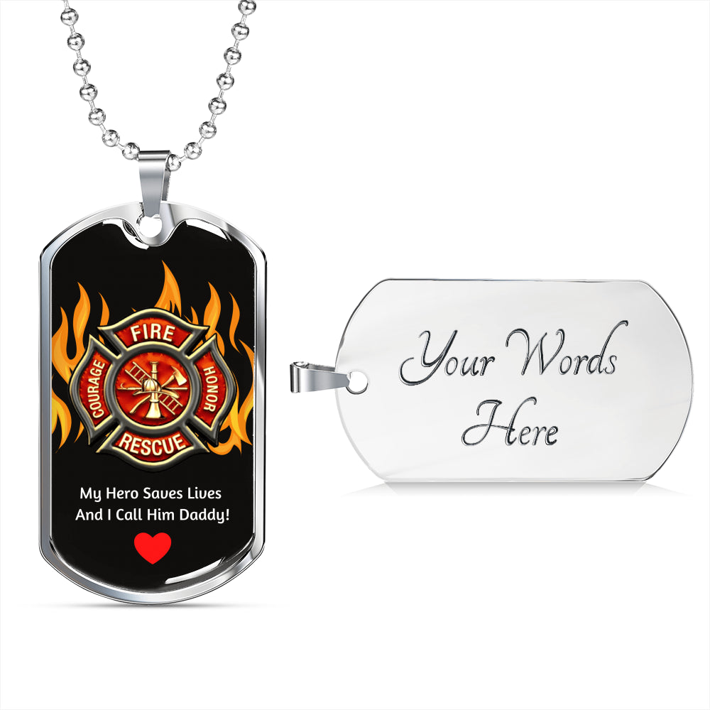 Firefighter Dog Tag Pendant For Daddy