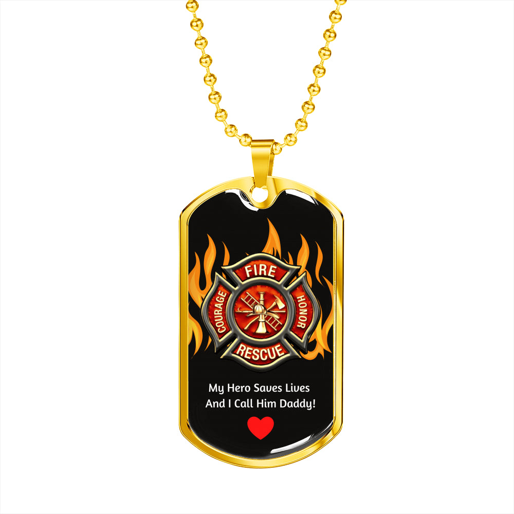 Firefighter Dog Tag Pendant For Daddy