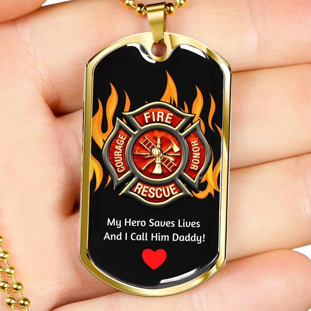 Firefighter Dog Tag Pendant For Daddy