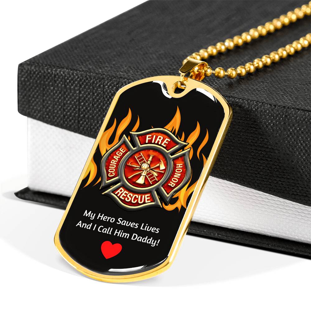 Firefighter Dog Tag Pendant For Daddy