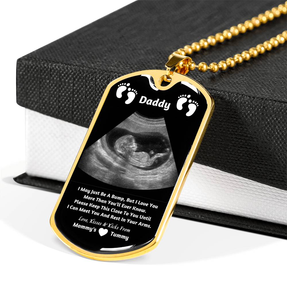 New Dad Dog Tag Pendant- From Mommy's Tummy