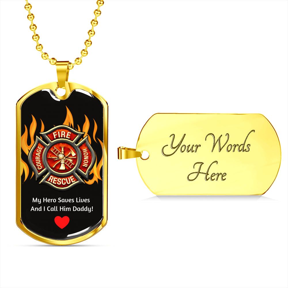 Firefighter Dog Tag Pendant For Daddy