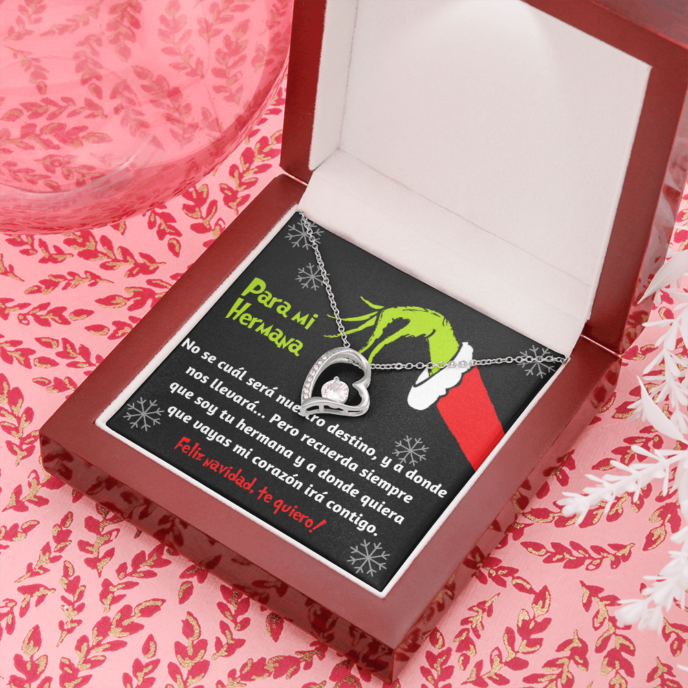 Grinch heart necklace para hermana