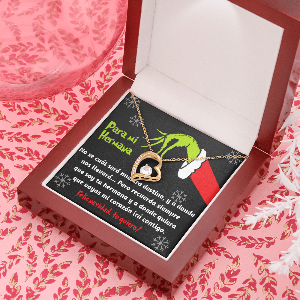 Grinch heart necklace para hermana