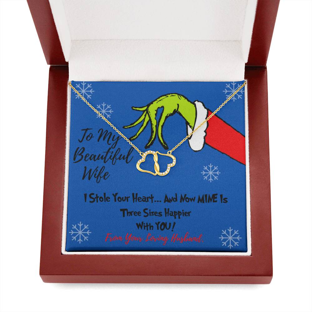 Grinch solid gold necklace for wife