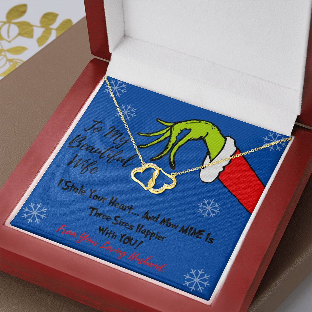 Grinch solid gold necklace for wife