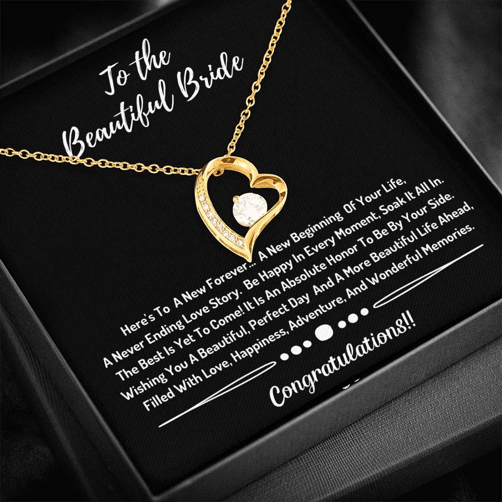 To The Beautiful Bride Heart Necklace- Congratulations 2