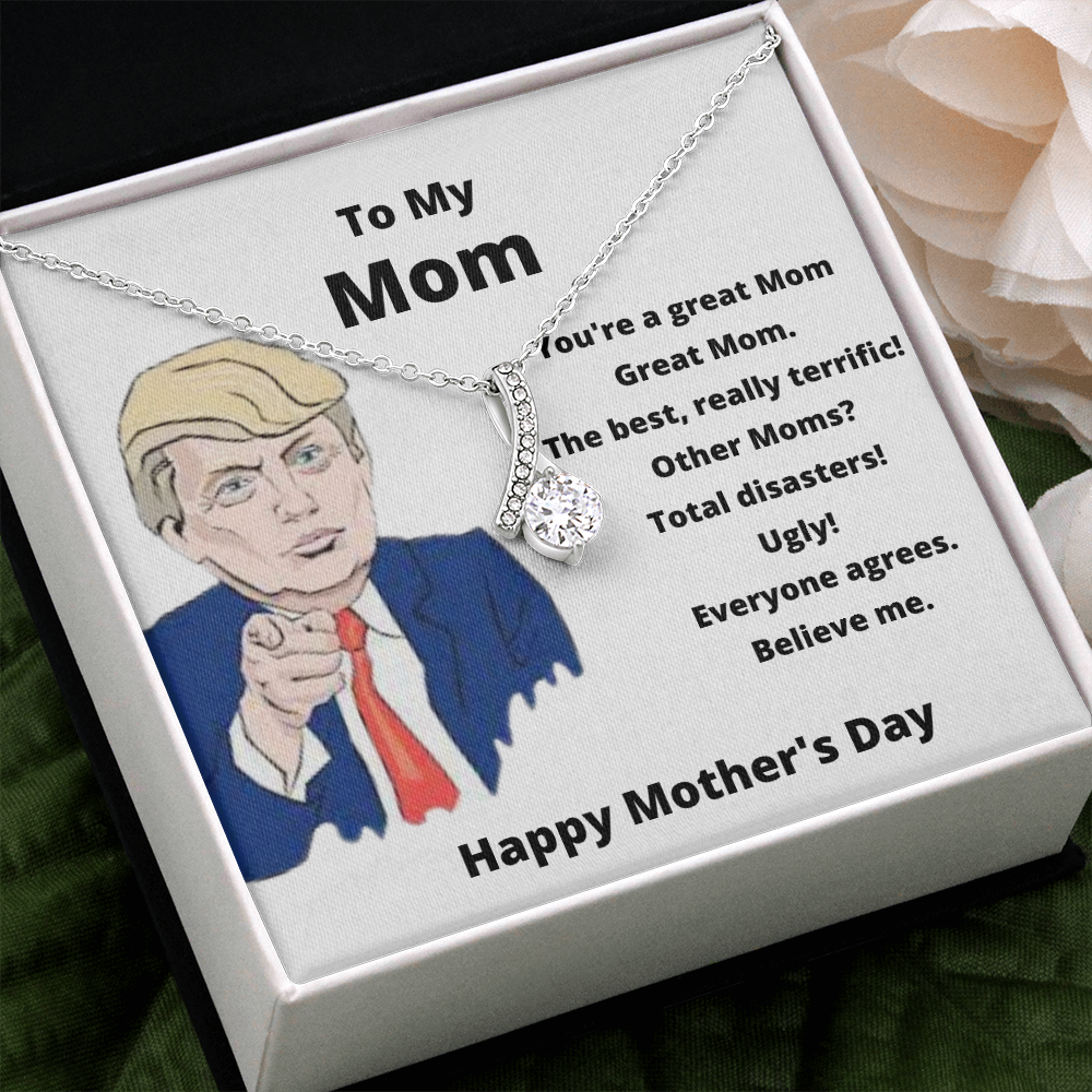 To my mom trump card with crystal necklace