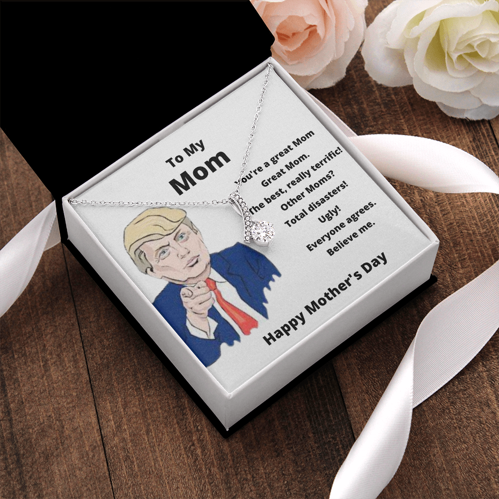 To my mom trump card with crystal necklace