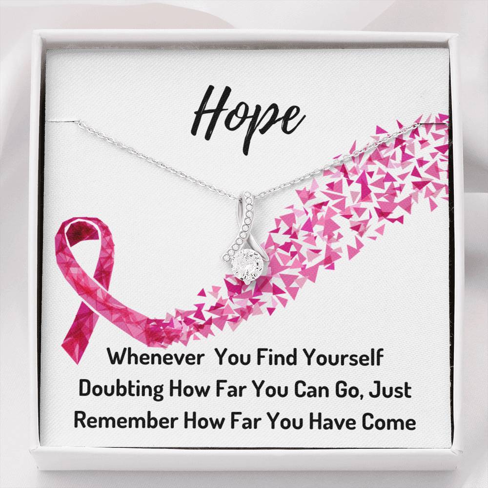 Hope Breast Cancer Awareness Ribbon Necklace- You Are A Warrior