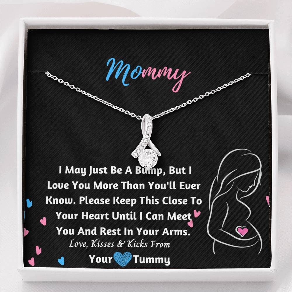 New Mom Ribbon Necklace- From Your Tummy