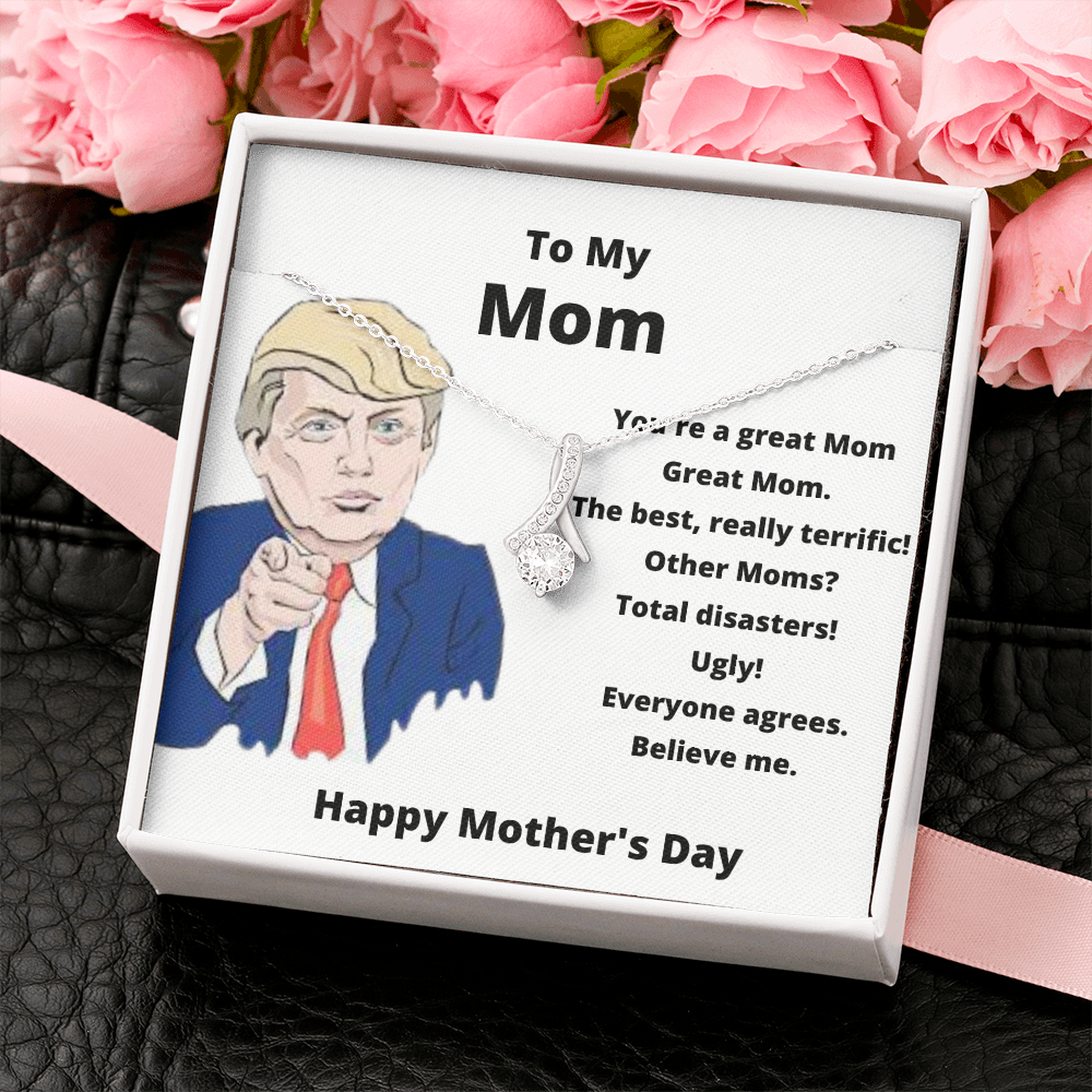To my mom trump card with crystal necklace