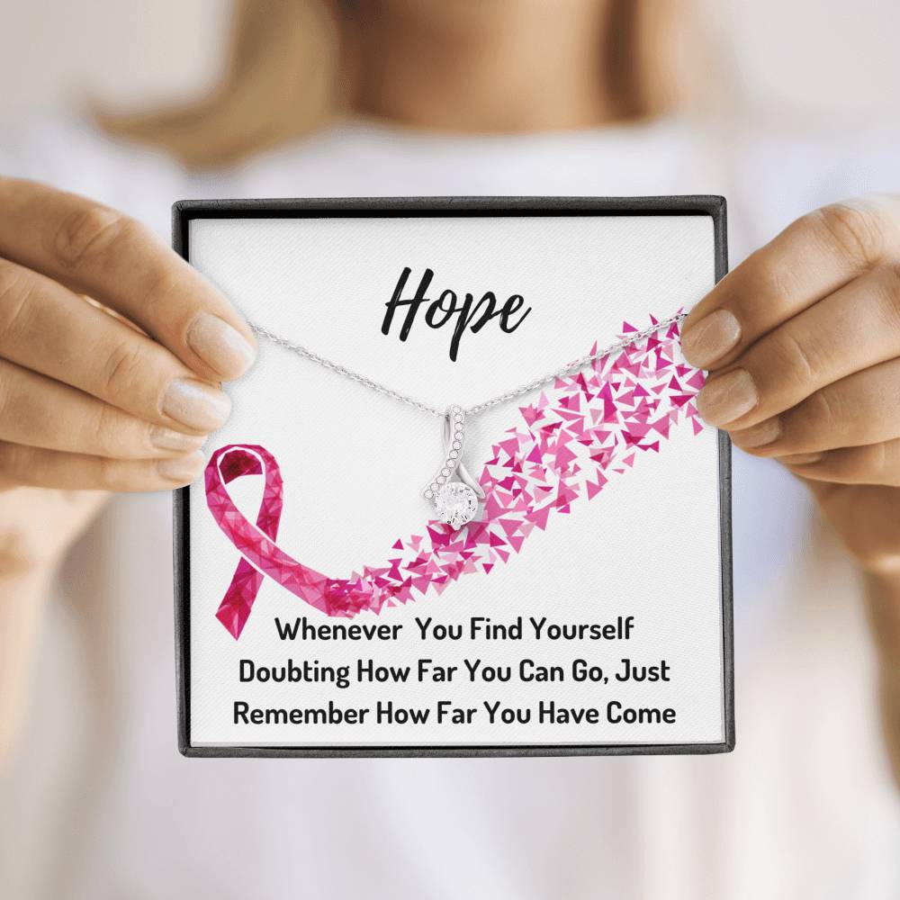 Hope Breast Cancer Awareness Ribbon Necklace- You Are A Warrior