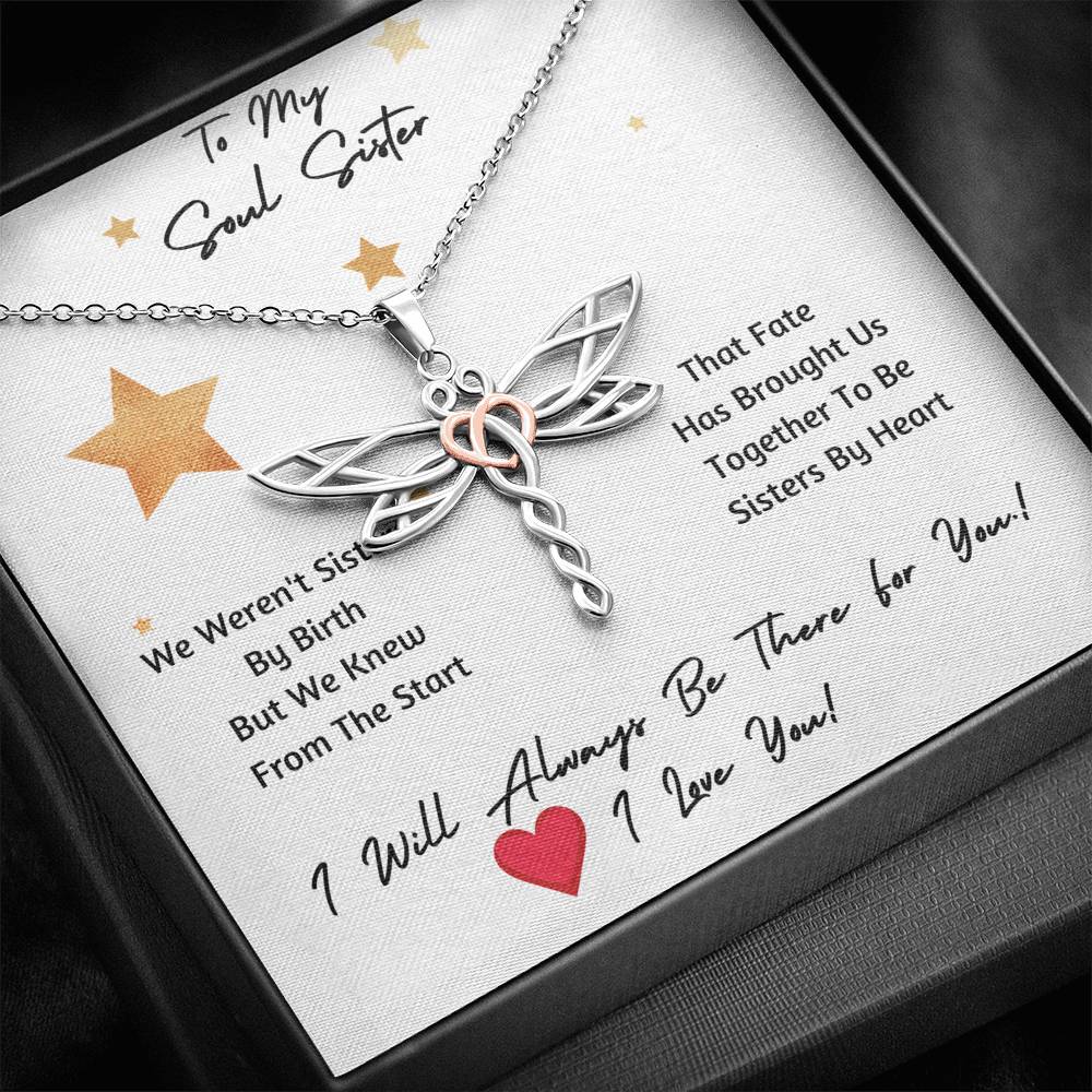 Soul Sister Necklace | Unbiological Sister | Gift For Best Friend | Dragonfly Pendant