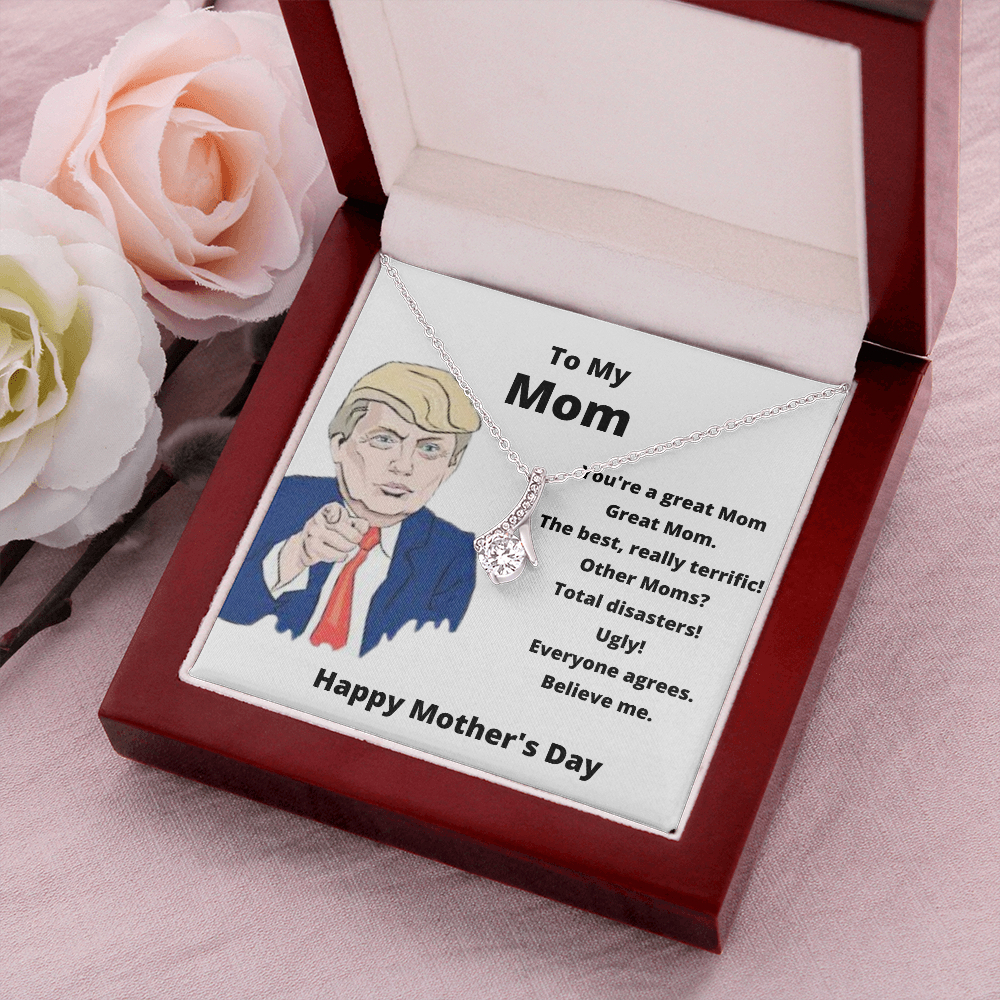 To my mom trump card with crystal necklace