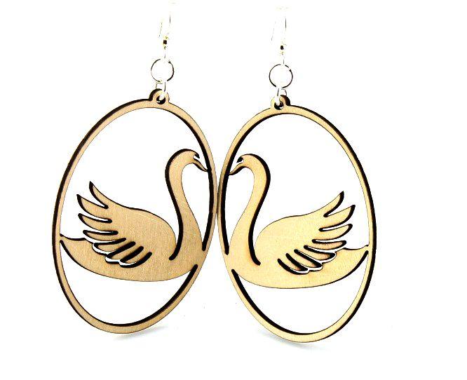 Swan in Oval Earrings # 1060
