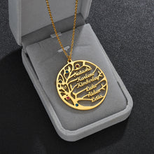Load image into Gallery viewer, Personalized Stainless Steel Golden Tree of Life Custom Name Necklace
