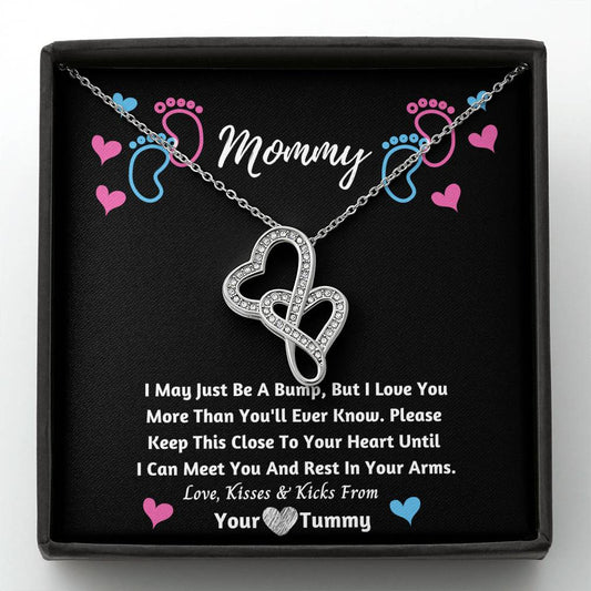 Mommy Double Hearts Necklace- I Can't Wait to Meet You