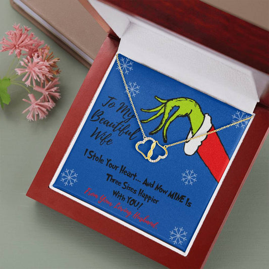 Grinch solid gold necklace for wife