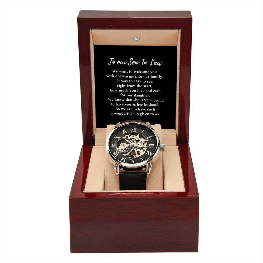 Son-in-law black open work watch