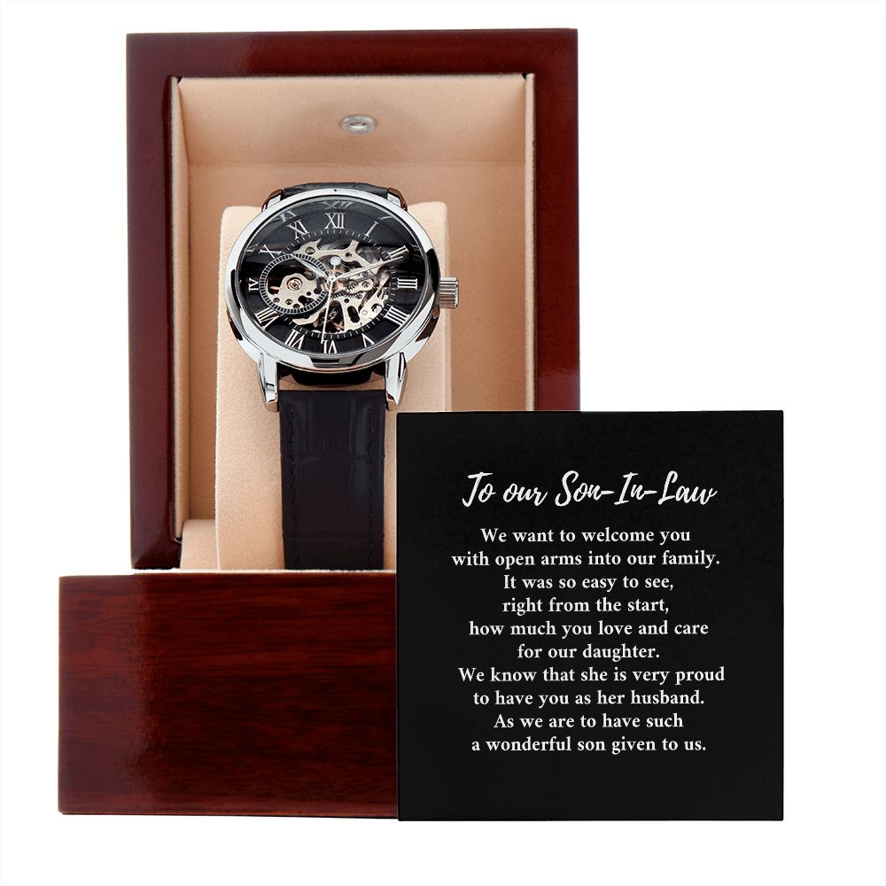 Son-in-law black open work watch