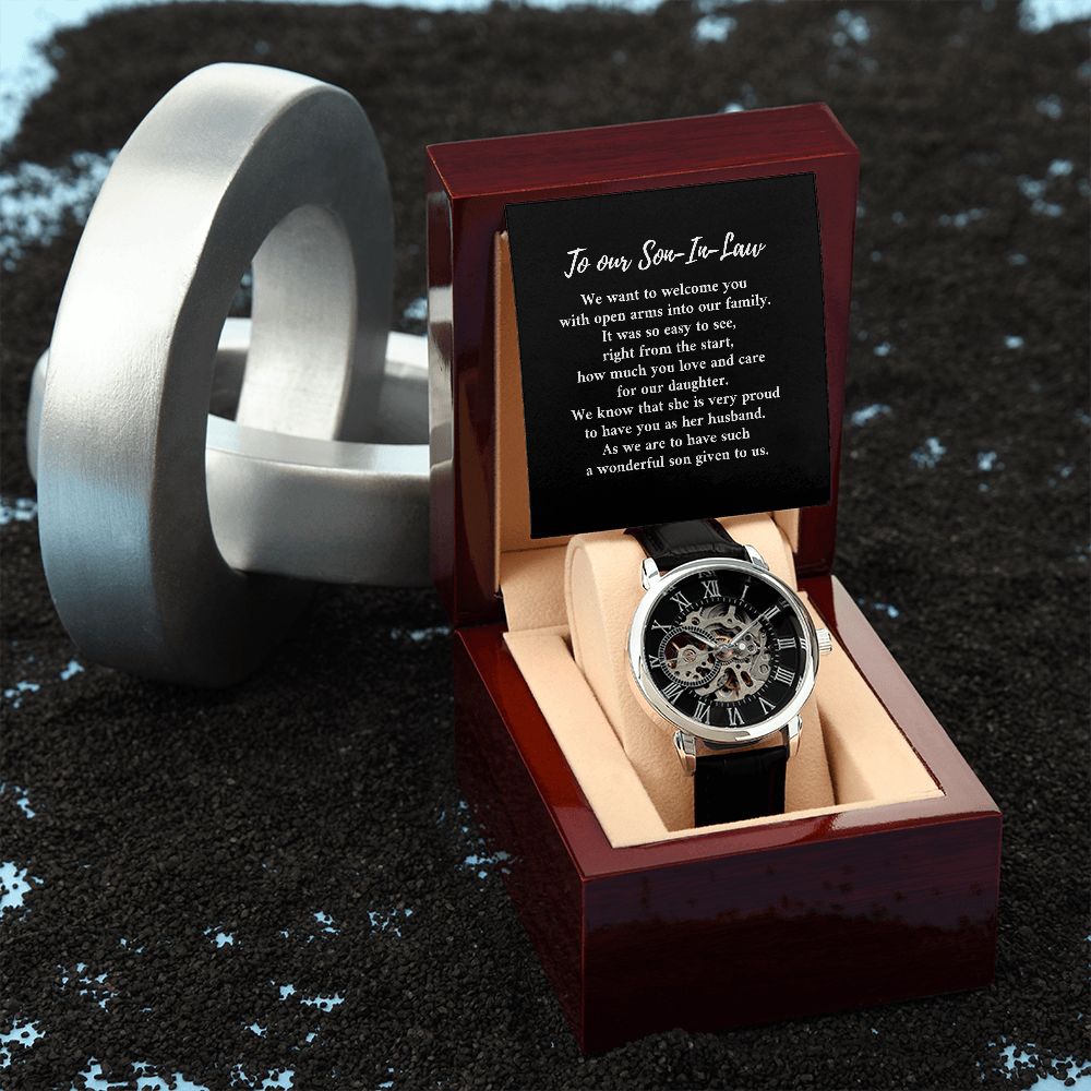 Son-in-law black open work watch