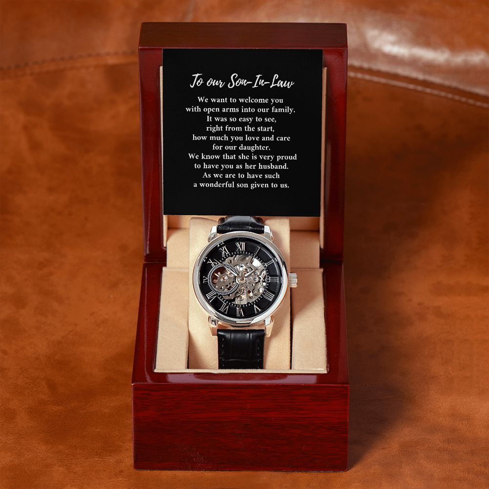 Son-in-law black open work watch