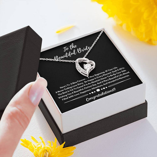 To The Beautiful Bride Heart Necklace- Congratulations 2