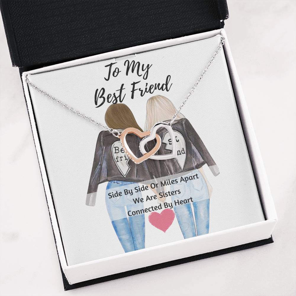 Best Friend Interlocking Hearts Necklace- Connected By Heart