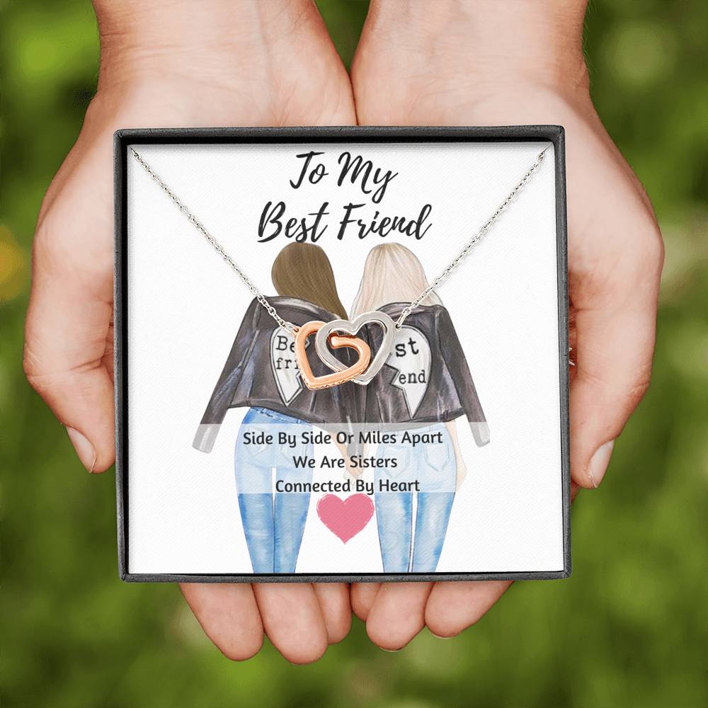 Best Friend Interlocking Hearts Necklace- Connected By Heart