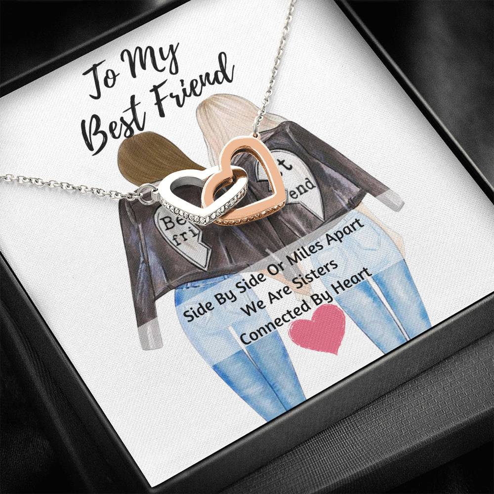 Best Friend Interlocking Hearts Necklace- Connected By Heart