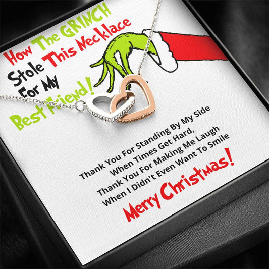 Grinch interlocking hearts necklace
