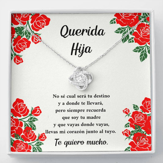 Querida hija mi corazón estará junto al tuyo