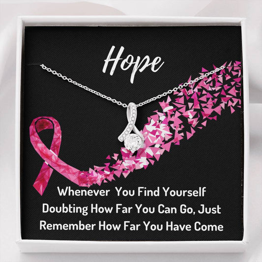 Hope Breast Cancer Awareness Ribbon Necklace- You Are A Warrior