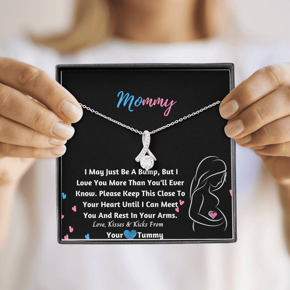 New Mom Ribbon Necklace- From Your Tummy