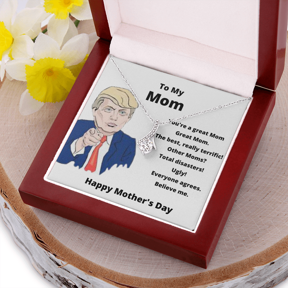To my mom trump card with crystal necklace